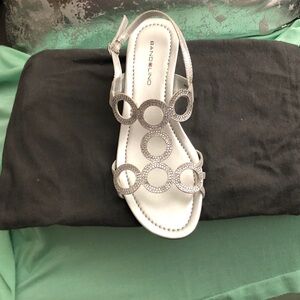 Bandolino Silver Rhinestone Circle Slingback Sandals - Women's